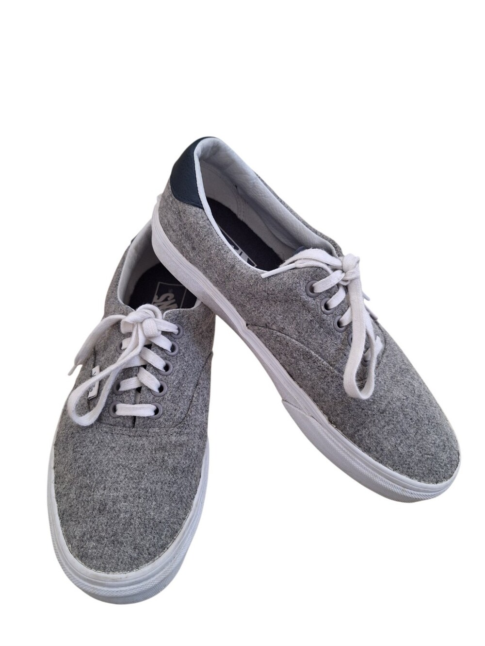 Vans Era 59 Gray Wool Navy Leather Trim Lace-Up Canvas Low Top Sneakers sz9